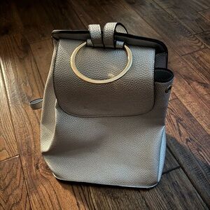 Elegant Gray Backpack with Silver Accent